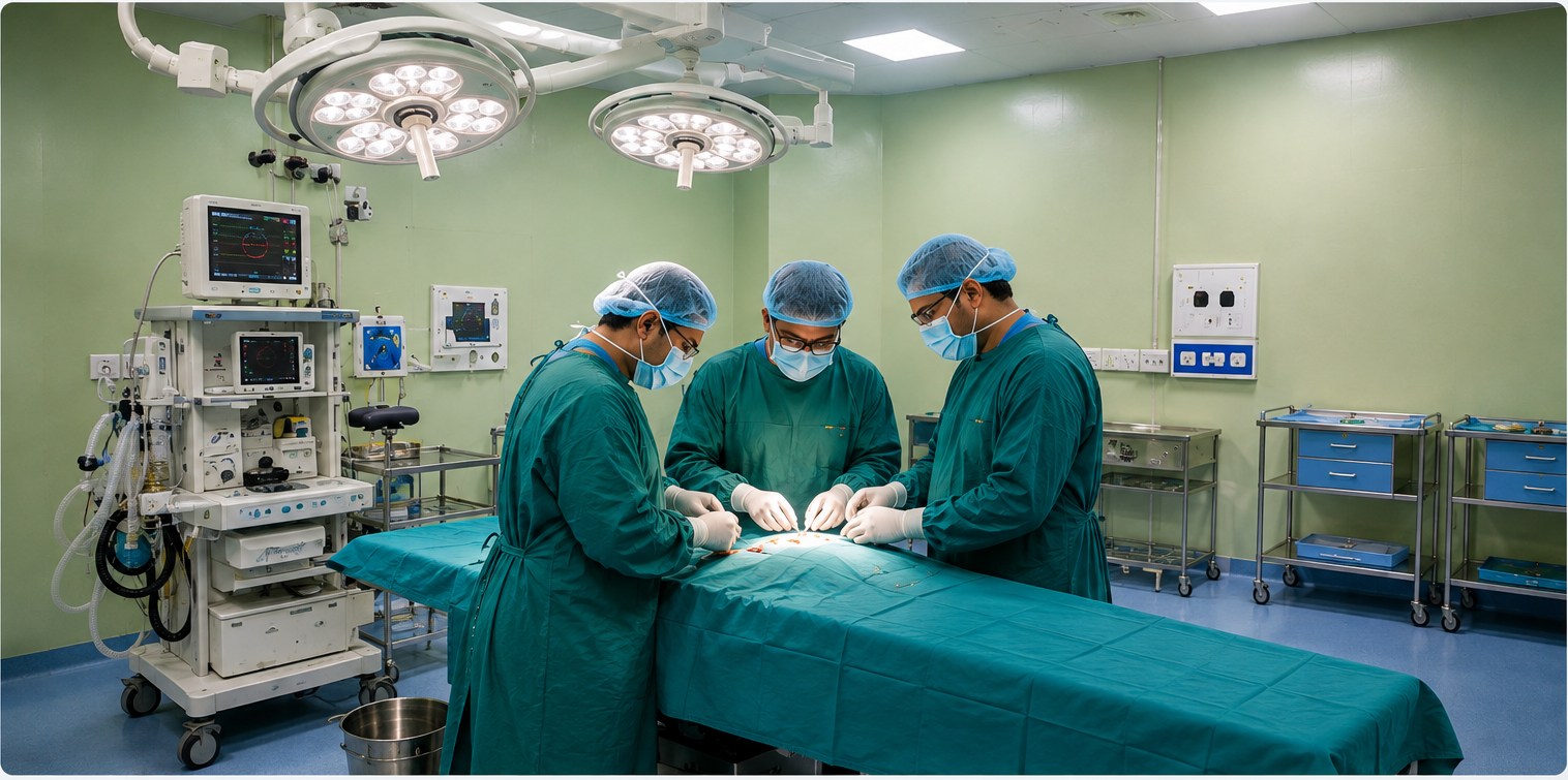 Enhanced illustrative view of the Diwan Hospital operation theatre